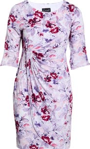 Connected Apparel Gathered Long Bell Sleeve Dress