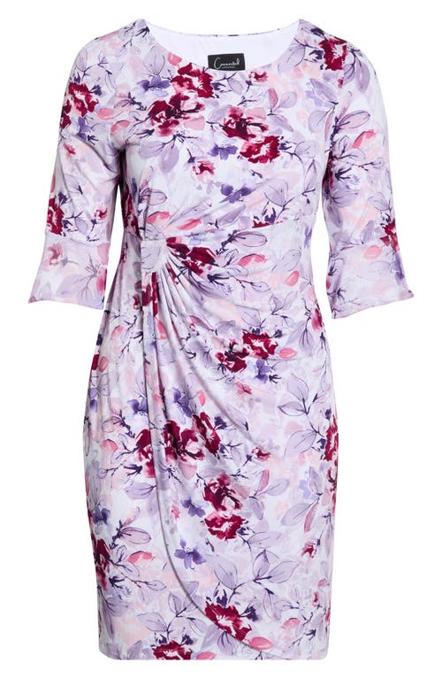 Connected Apparel Gathered Long Bell Sleeve Dress In Multi