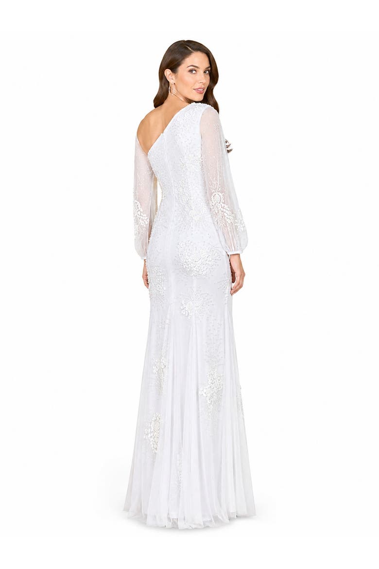 Long Sleeve Beaded Bridal Gown, Alternate, color, Ivory