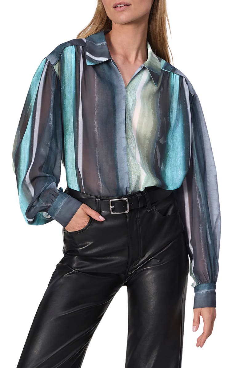 rag & bone Emmy Stripe Button-Up Shirt, Main, color, Grey Blue Stripe