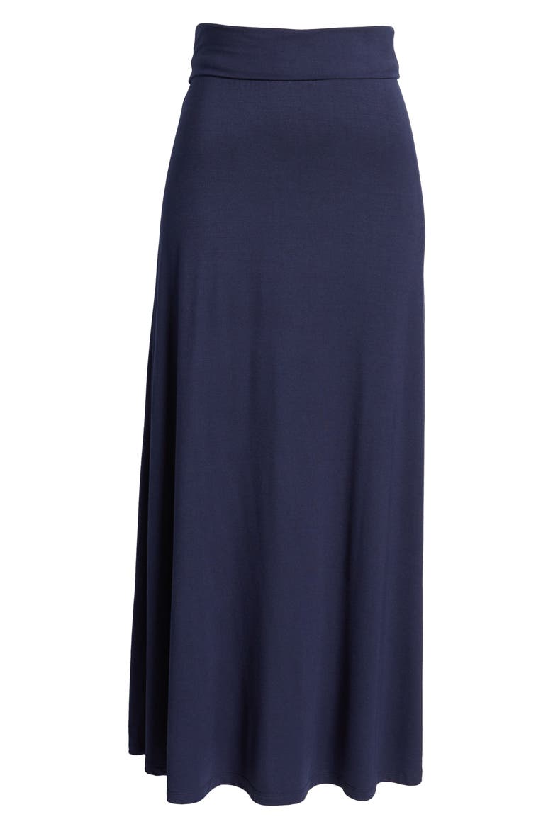 Roll Top Maxi Skirt, Alternate, color, NAVY