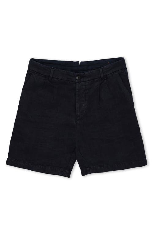 Fortela Beachshort Linen Bermuda Pleated Trousers In Blue