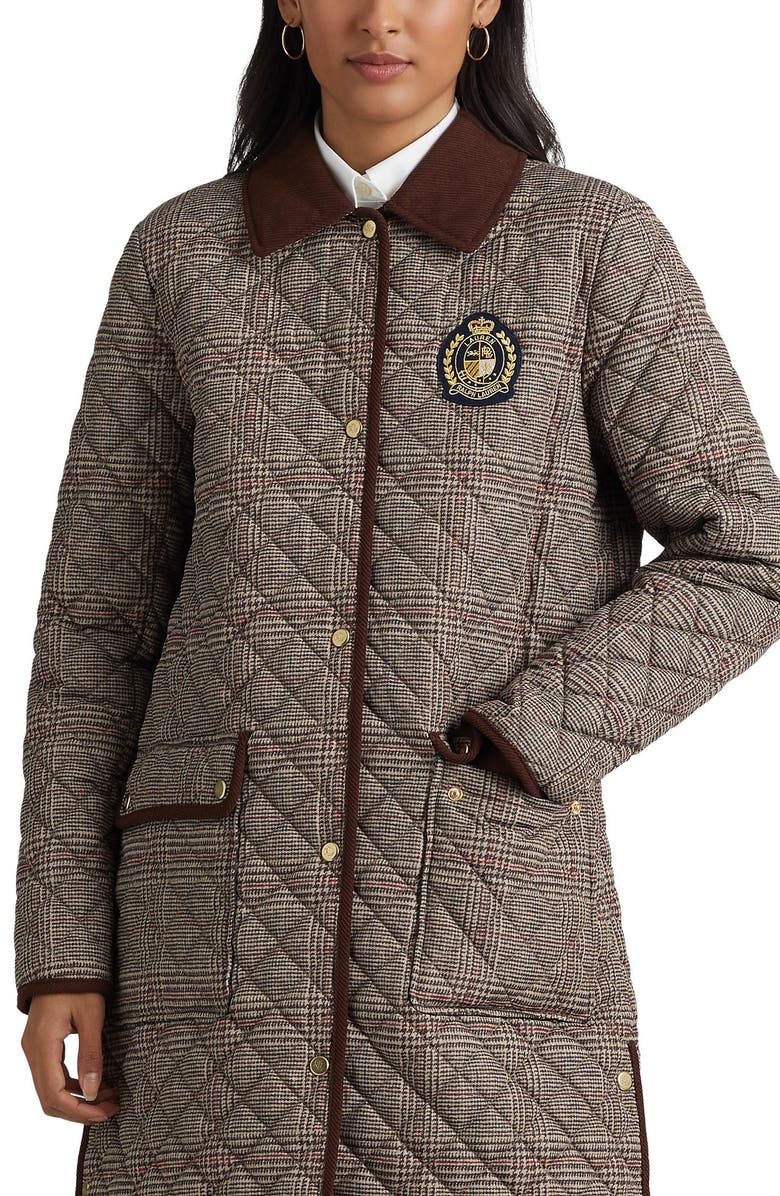 Lauren Ralph Lauren Quilted Snap Front Jacket, Alternate, color, Heritage Plaid