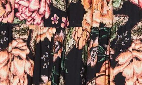 City Chic Divine Grace Long Sleeve Floral Maxi Dress In Black