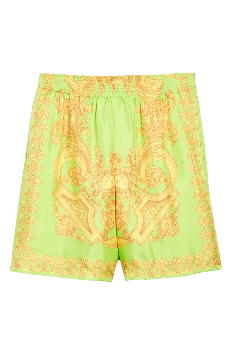 Versace Barocco Print Silk Shorts, Alternate, color, 
