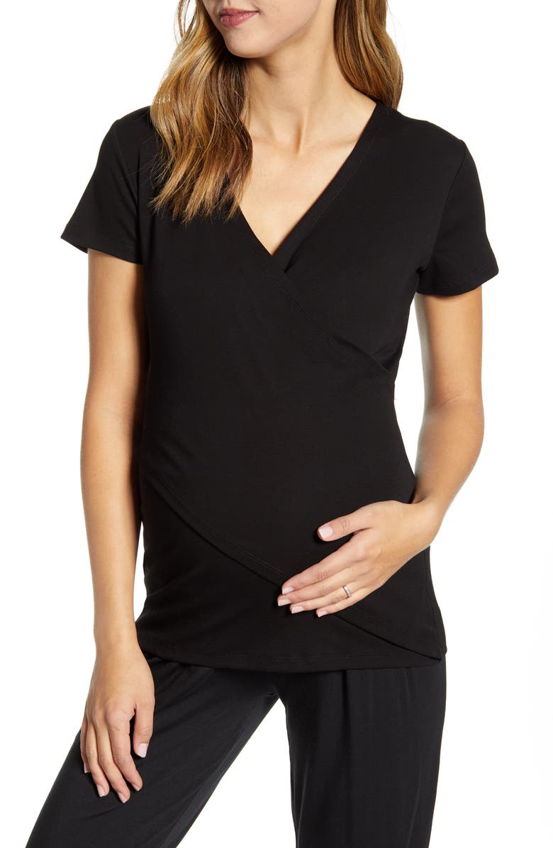 Angel Maternity Maternity/Nursing Pajamas & Robe Set, Alternate, color, 