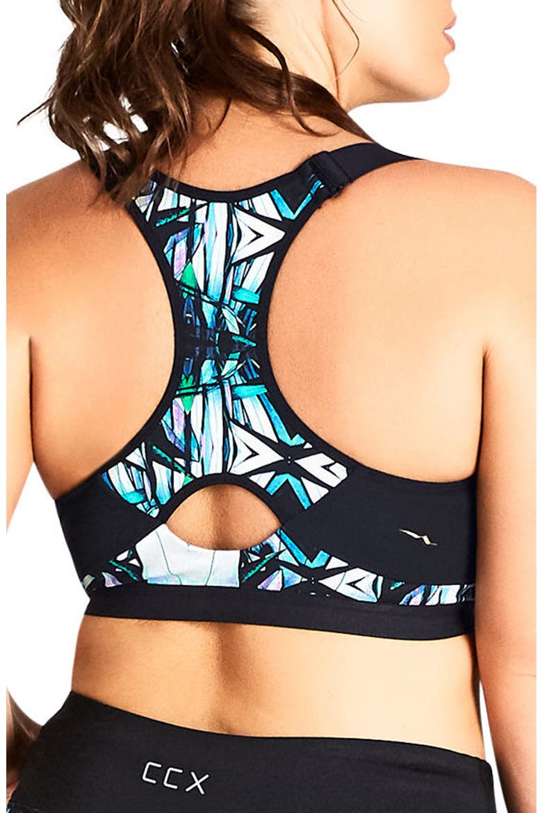 Kaleidoscope Contour Underwire Sports Bra, Alternate, color, BLACK PRINT