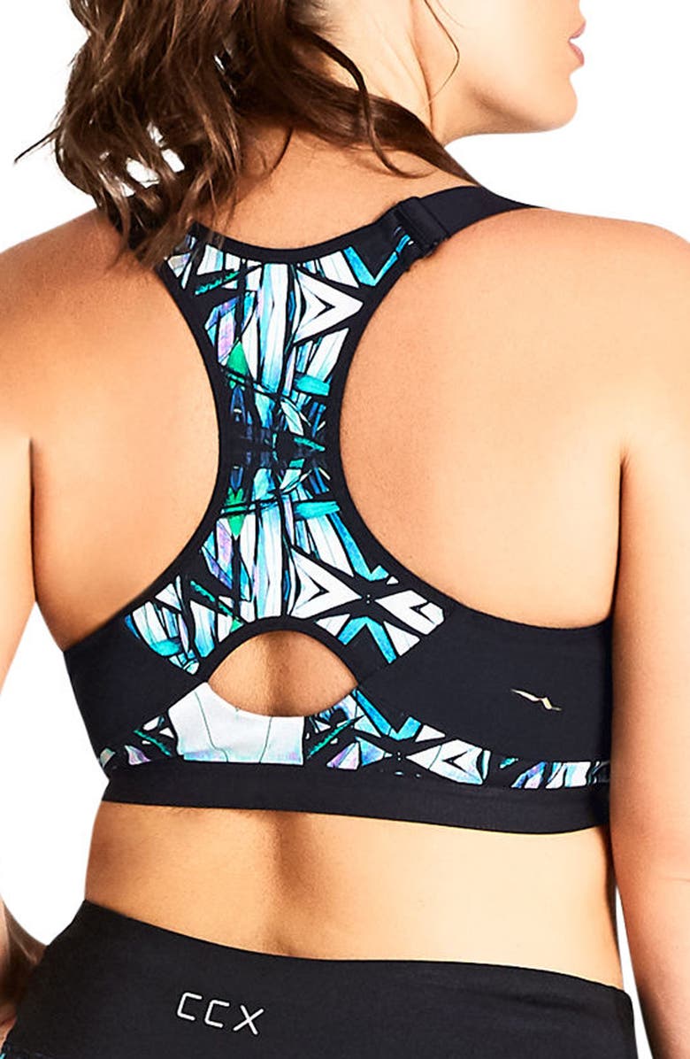 City Chic Kaleidoscope Contour Underwire Sports Bra, Alternate, color, 