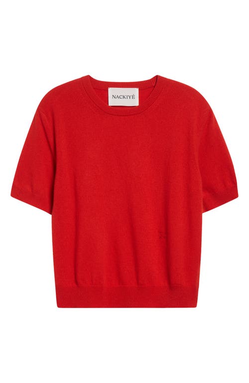 Nackiyé Pearl Cashmere Short-sleeve Crewneck Sweater In Red