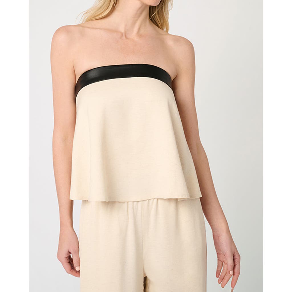 Weworewhat Strapless Top In Black/taupe