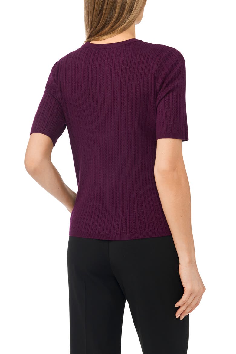 Pointelle Stitch Short Sleeve Sweater, Alternate, color, WINTER BLOOM