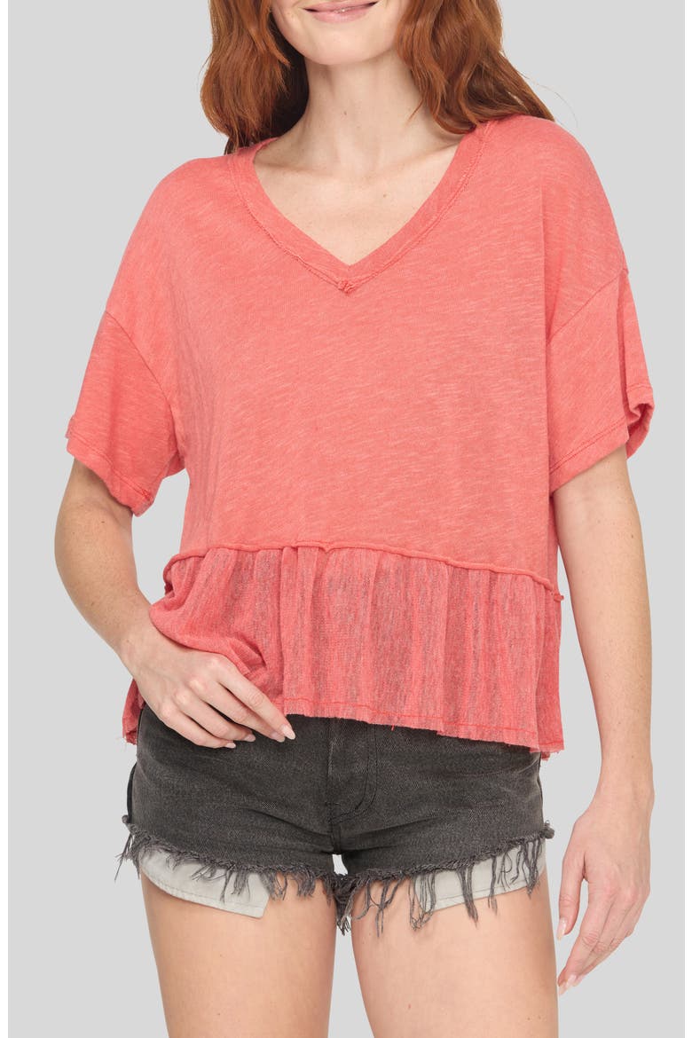 Caracas Mixed Texture V-Neck T-Shirt, Main, color, KISSES