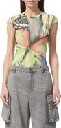 AFRM Nina Print Cap Sleeve Mesh Top