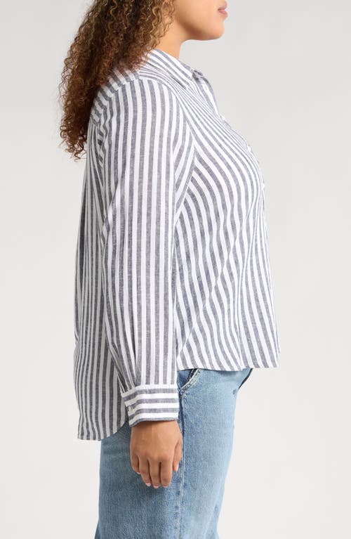Caslonr Caslon(r) Stripe Linen Blend Button-up Shirt In Navy Blazer Katie Stripe