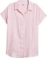 beachlunchlounge Kenzie Stripe Short Sleeve Button-Up Shirt