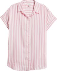 beachlunchlounge Kenzie Stripe Short Sleeve Button-Up Shirt