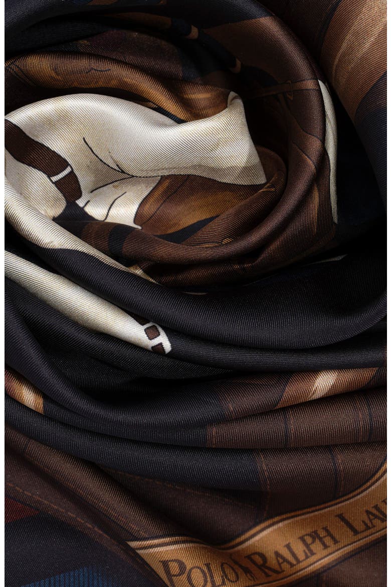 Equestrian Square Silk Scarf, Alternate, color, NAVY MULTI