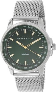 Perry Ellis Solar Powered Mesh Bracelet Watch, 41mm