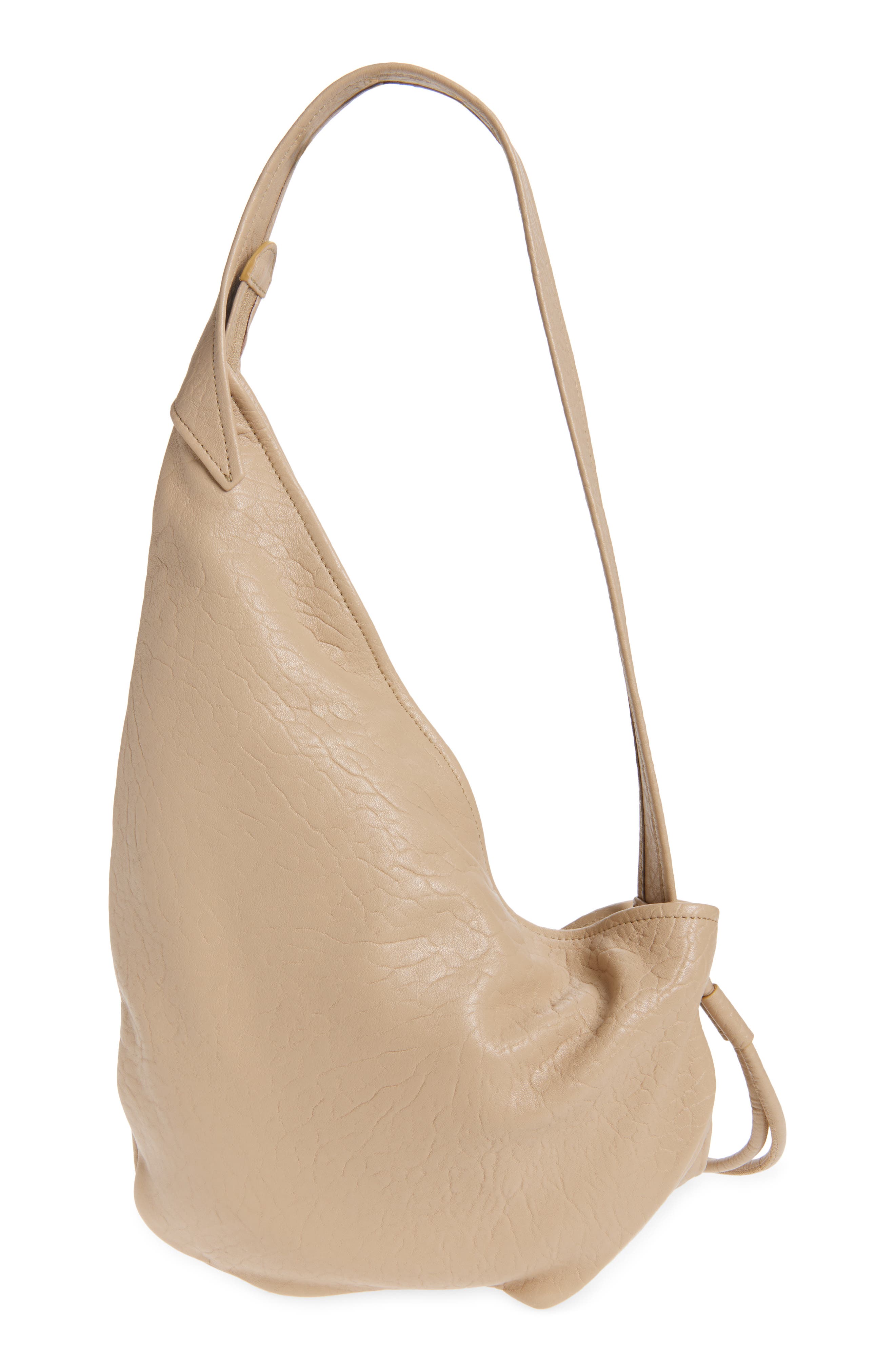 Marni Small Sling Leather Hobo Bag, Alternate, color, Dune