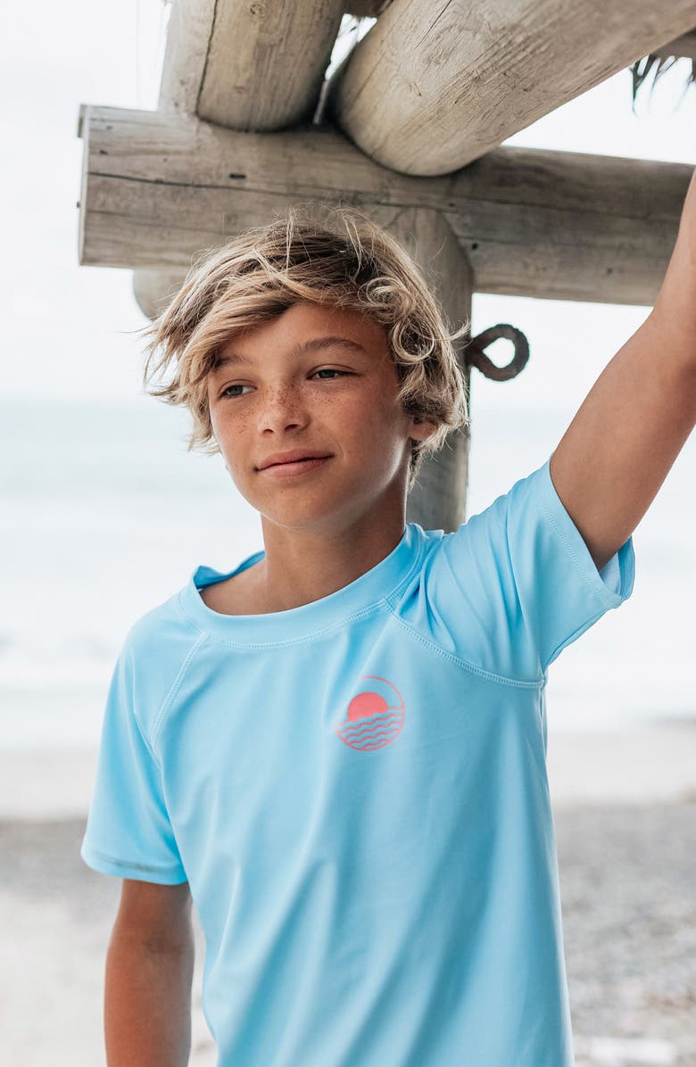 Feather 4 Arrow Icon Short Sleeve Rashguard, Alternate, color, 