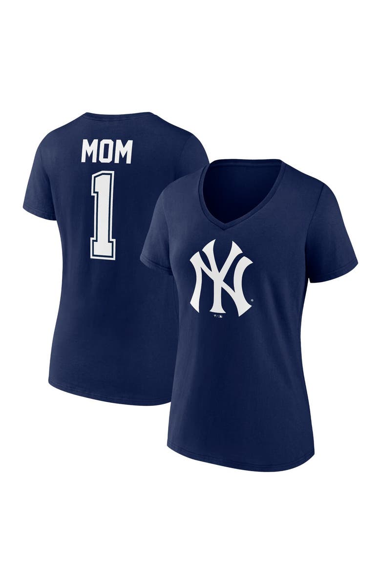 FANATICS Women's Fanatics Branded Navy New York Yankees Plus Size Mother's Day #1 Mom V-Neck T-Shirt, Main, color, 