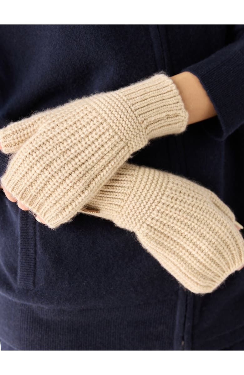 Gobi Cashmere Rib-Knit Cashmere Gloves, Alternate, color, Beige