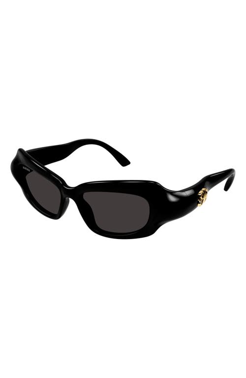 Shop Balenciaga 59mm Rectangular Sunglasses In Black