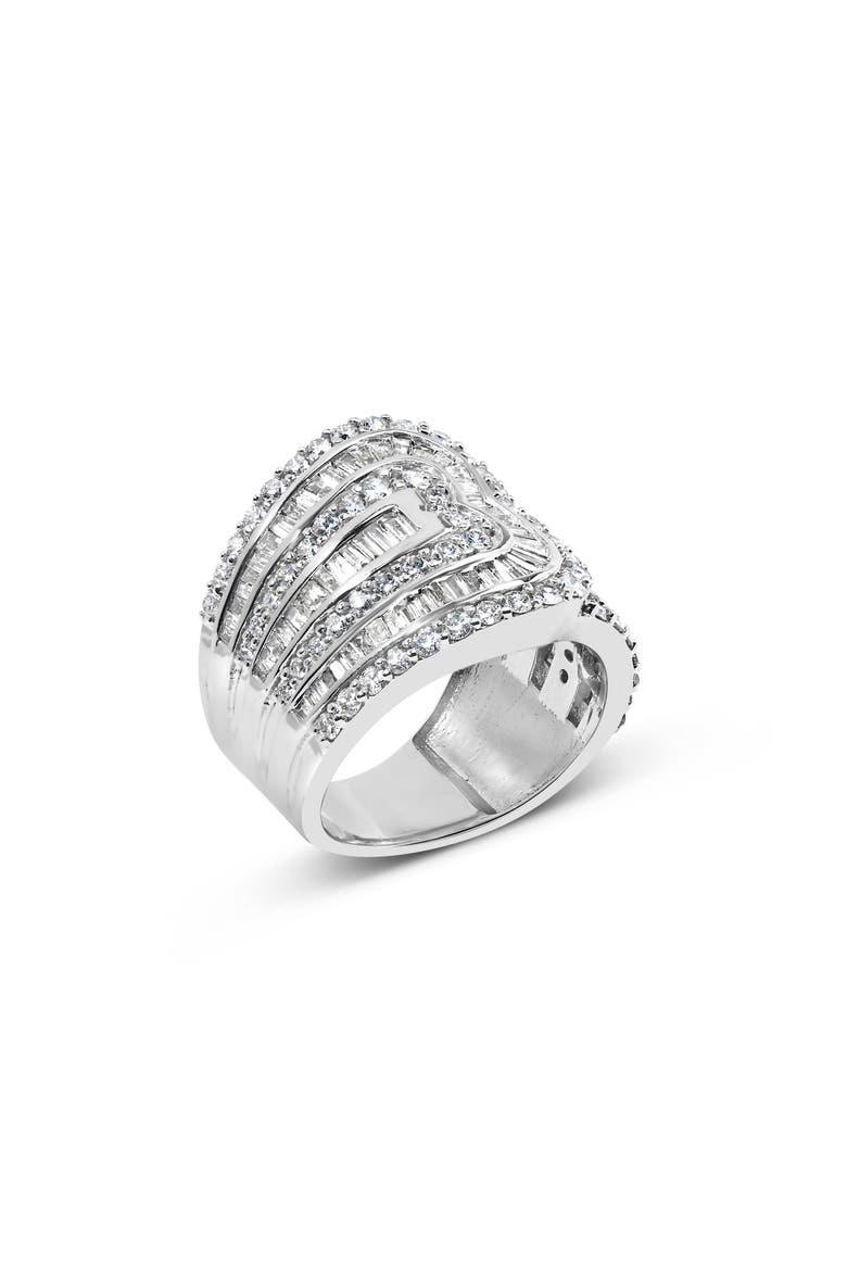 10K White Gold 2 1/2 Cttw Diamond Multi-Row Bypass Ring, Alternate, color, White