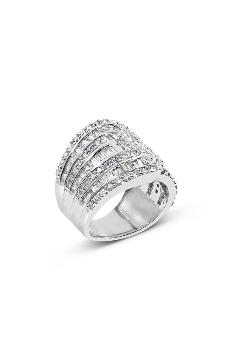 Haus of Brilliance 10K White Gold 2 1/2 Cttw Diamond Multi-Row Bypass Ring, Alternate, color, White