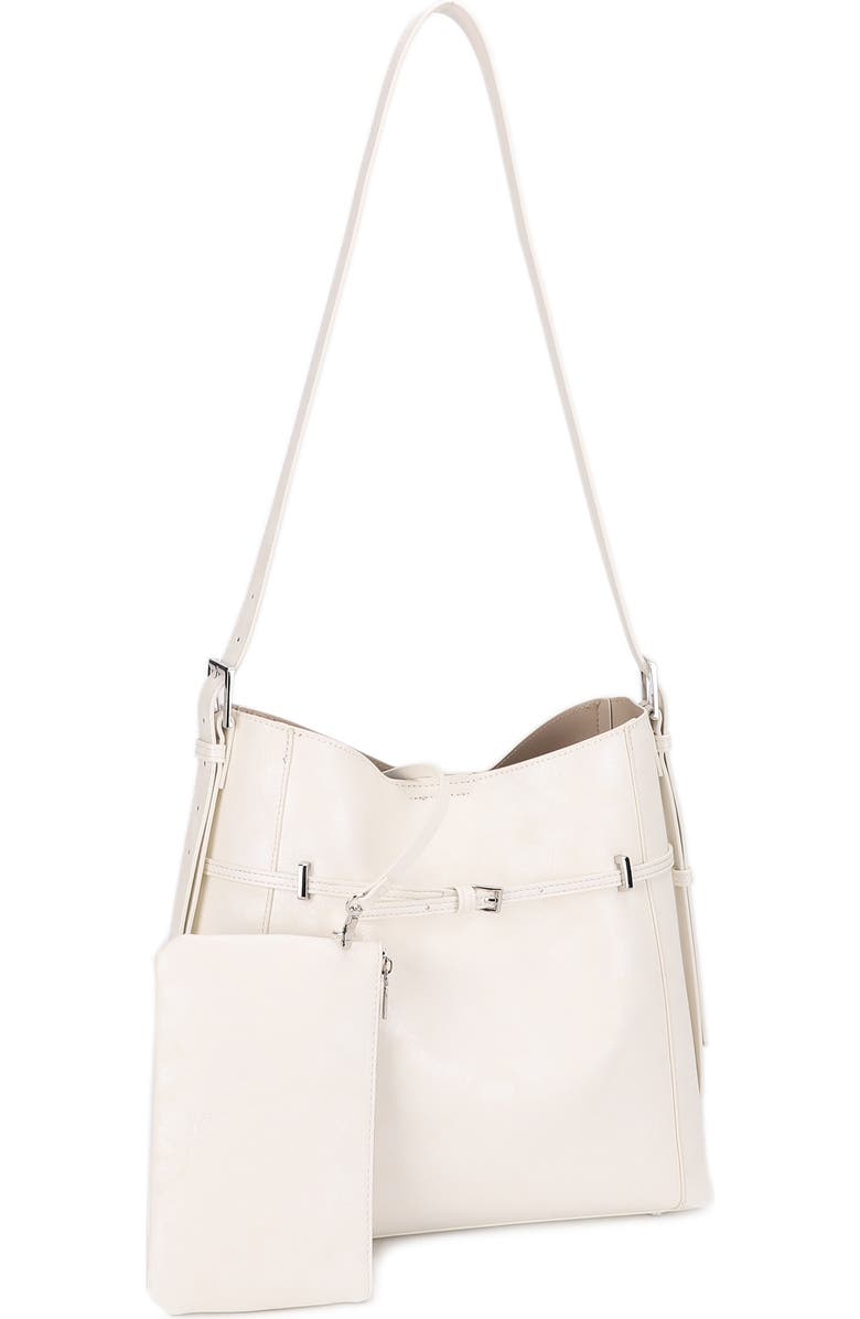 Mali + Lili Amy Vegan Leather Bucket Bag, Main, color, Off White