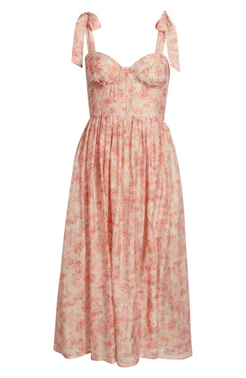 Lulus Leighton Tie Shoulder Organza Fit & Flare Dress In Pink