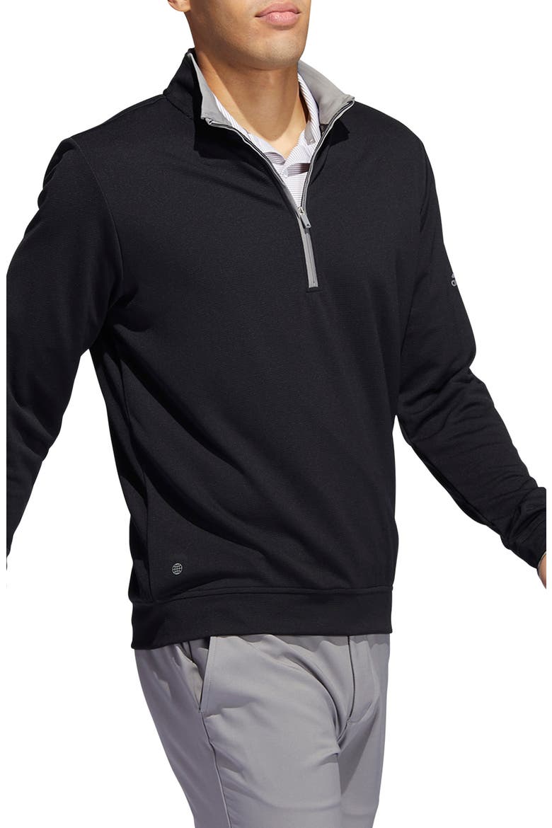 Recycled Polyester Half Zip Pullover, Alternate, color, BLACK