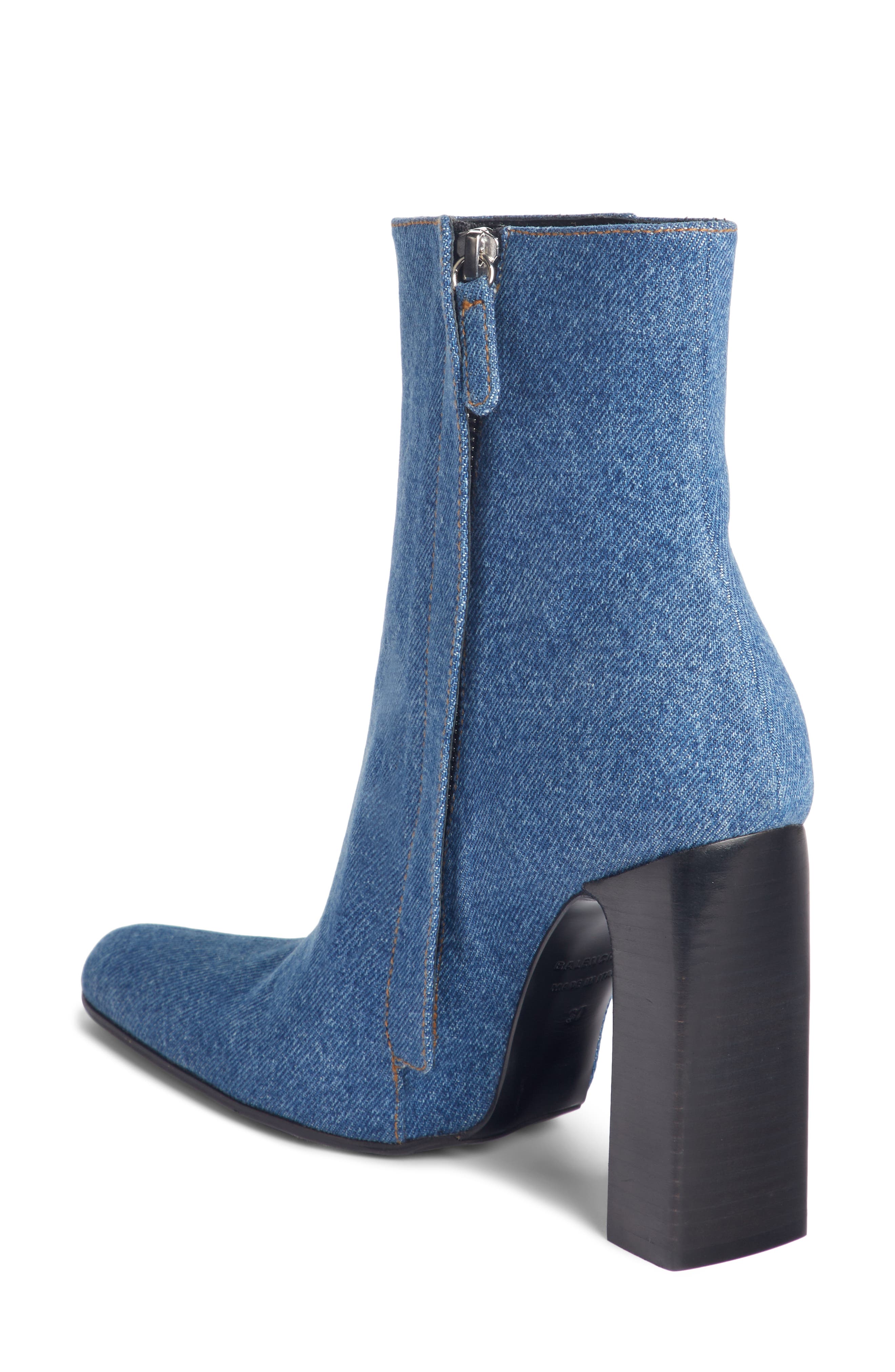 Balenciaga Block Heel Denim Bootie (Women) | Nordstrom