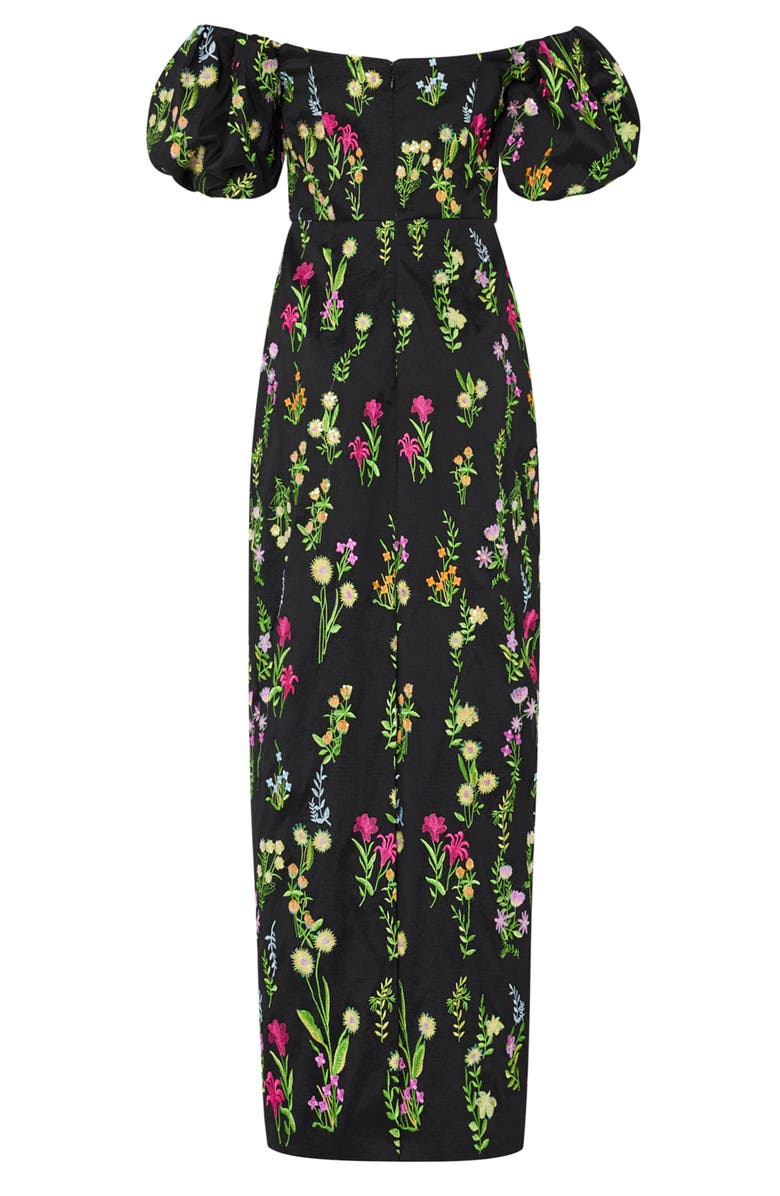Milly Nira Bloom Embroidered Off the Shoulder Gown, Alternate, color, Black Mult