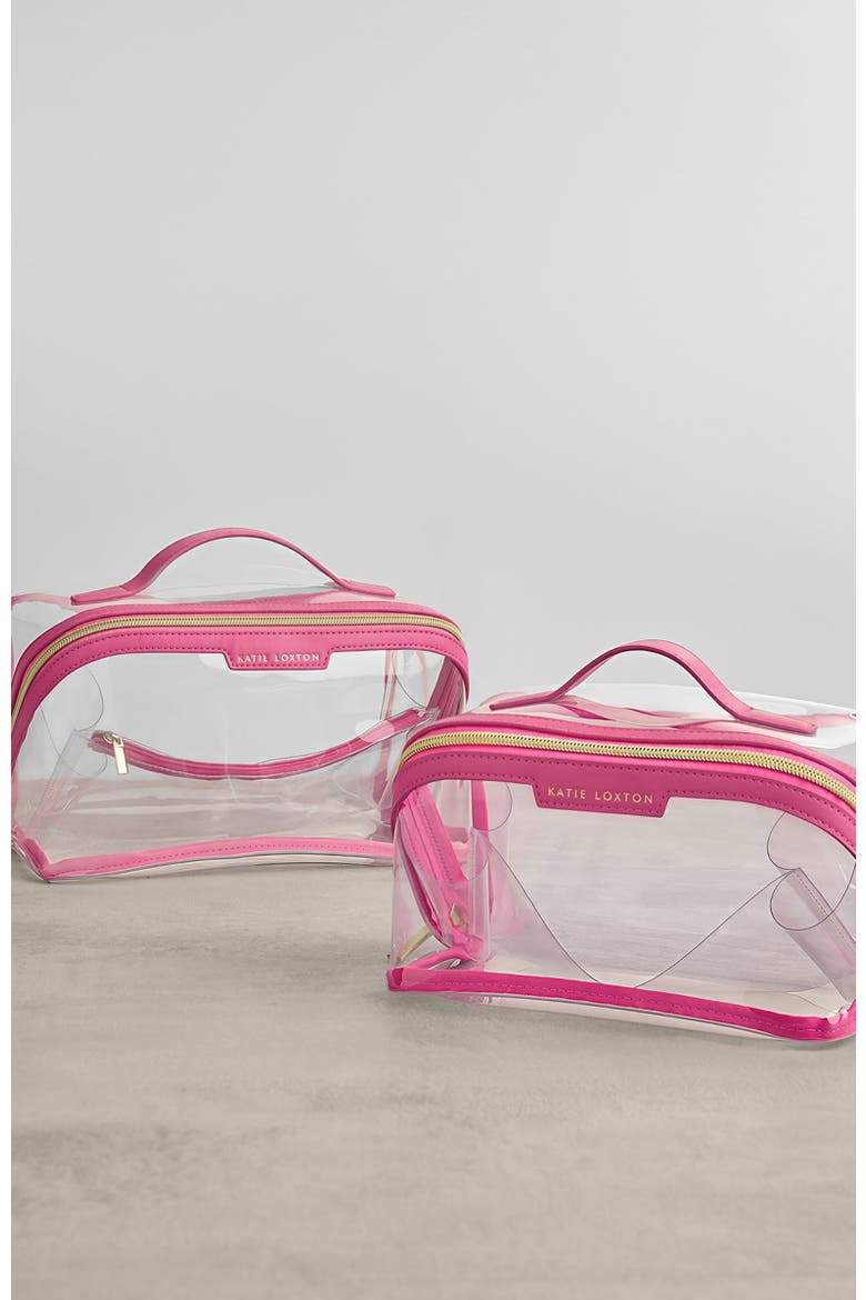 Large Clear Fold-Out Wash Bag, Alternate, color, Sugar Pink