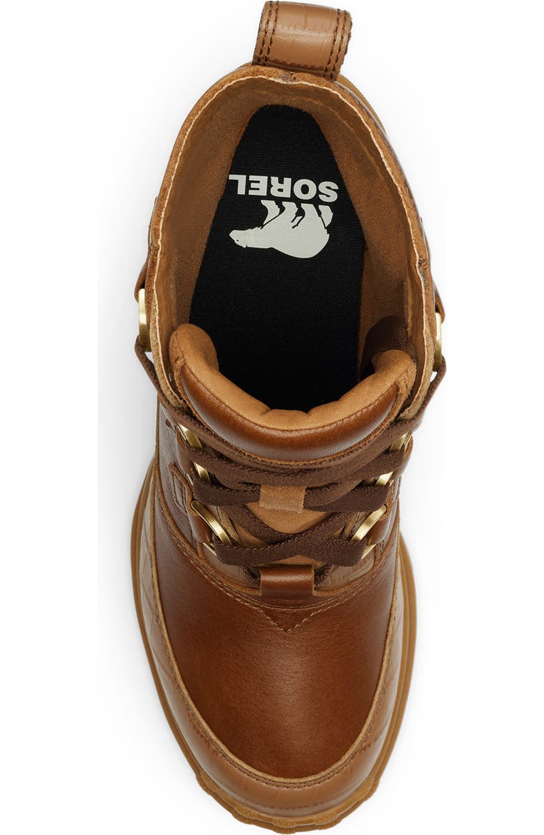 SOREL Caribou X Waterproof Lace-Up Block Heel Bootie, Alternate, color, Velvet Tan/ Tobacco