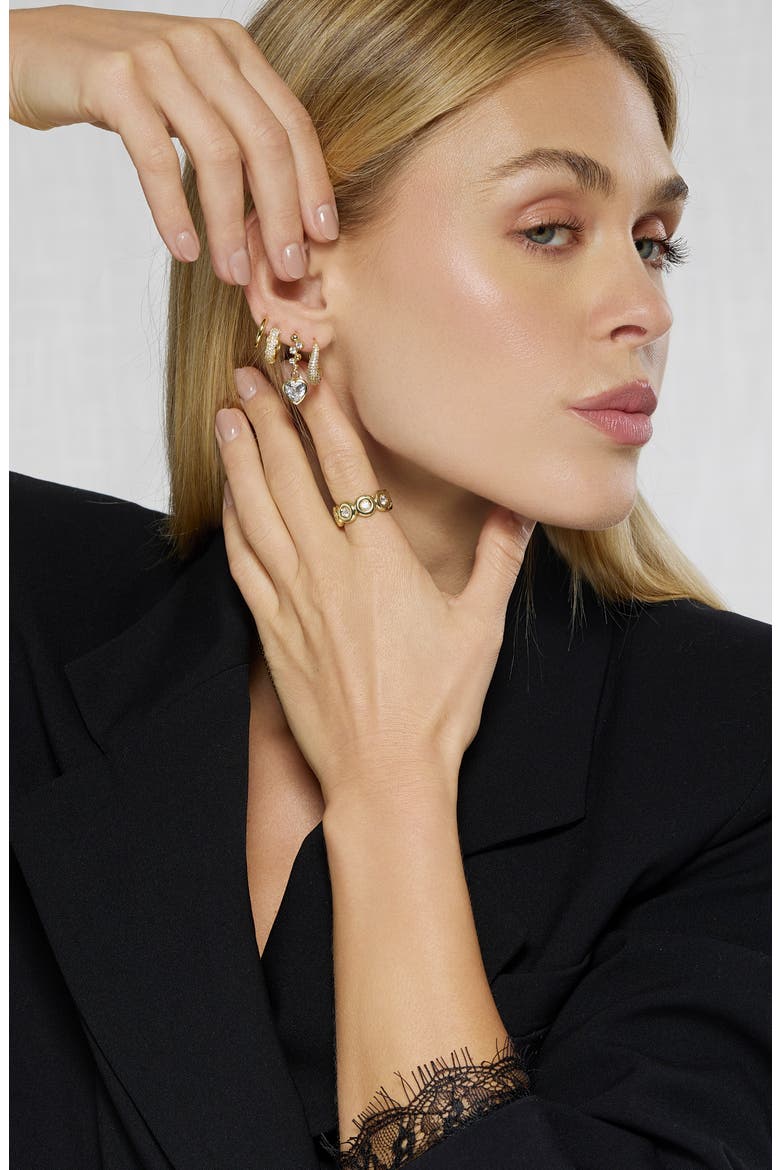 Cubic Zirconia Swirl Huggie Hoop Earrings, Alternate, color, GOLD