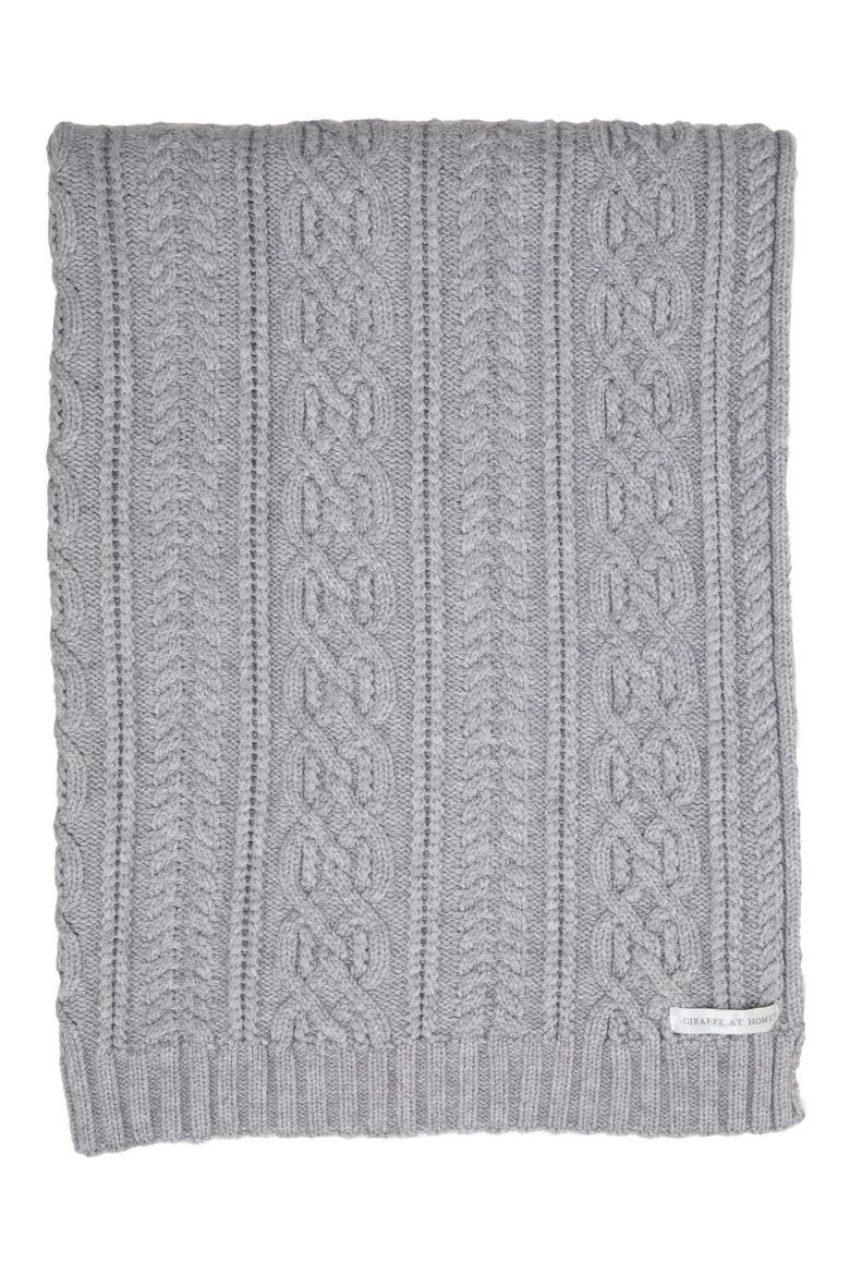 Crystal Cable Knit Throw Blanket, Main, color, SILVER
