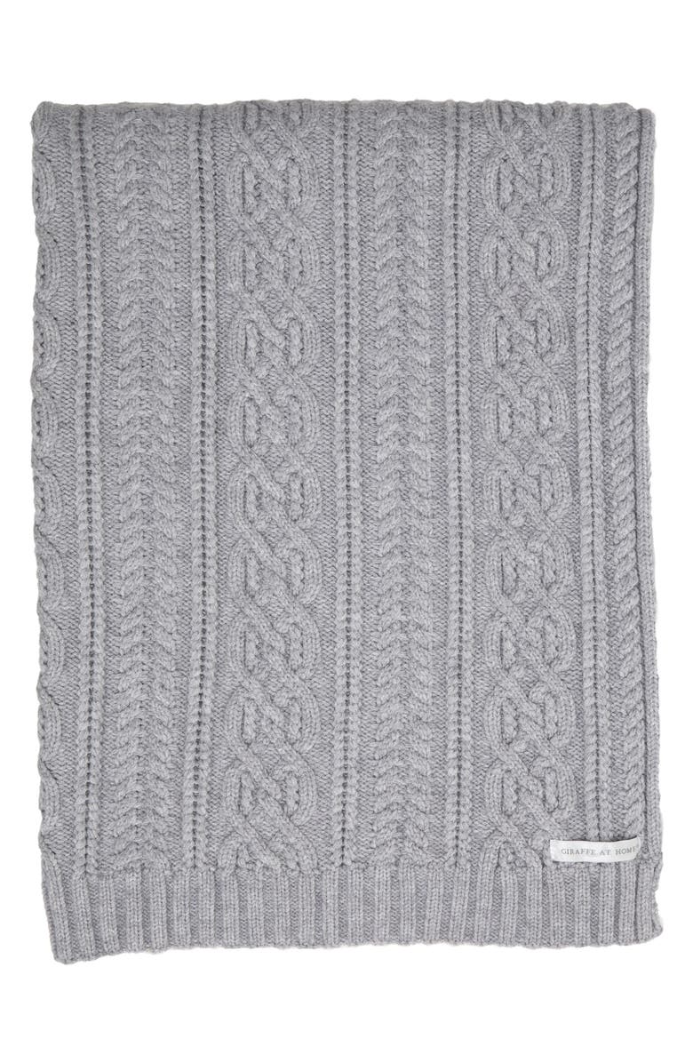 Giraffe at Home Crystal Cable Knit Throw Blanket, Main, color, 