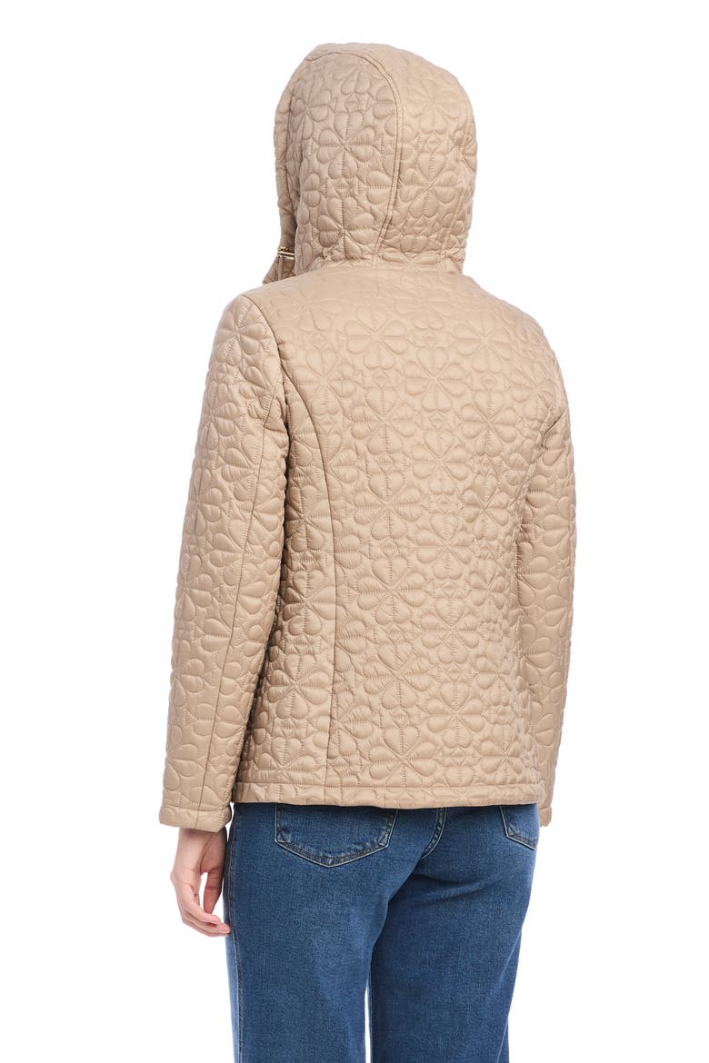 water resistant hooded floral quilted short jacket, Alternate, color, TIMELESS TAUPE