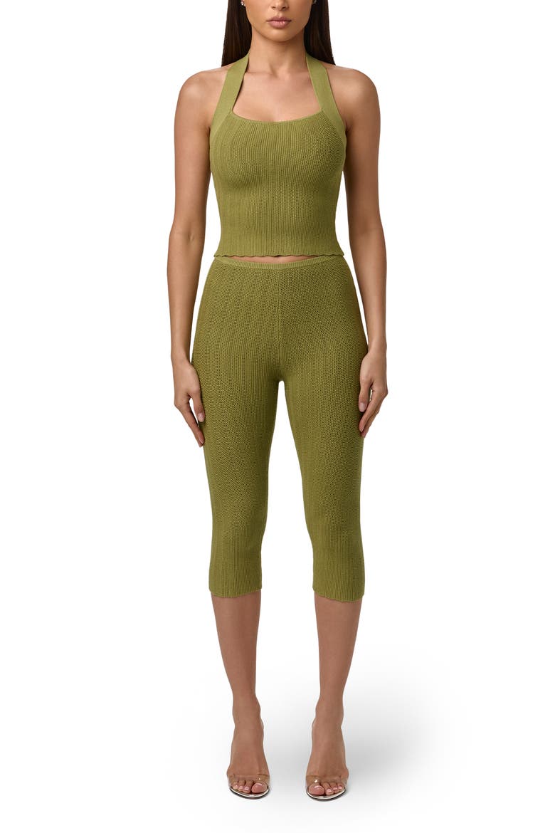 Scallop Knit Capri Leggings, Alternate, color, SAGE