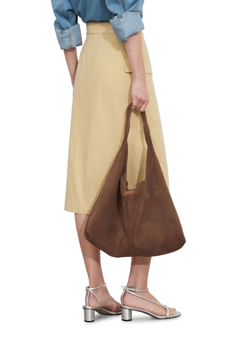 Belted Asymmetric Midi Skirt, Alternate, color, BEIGE DUSTY LIGHT