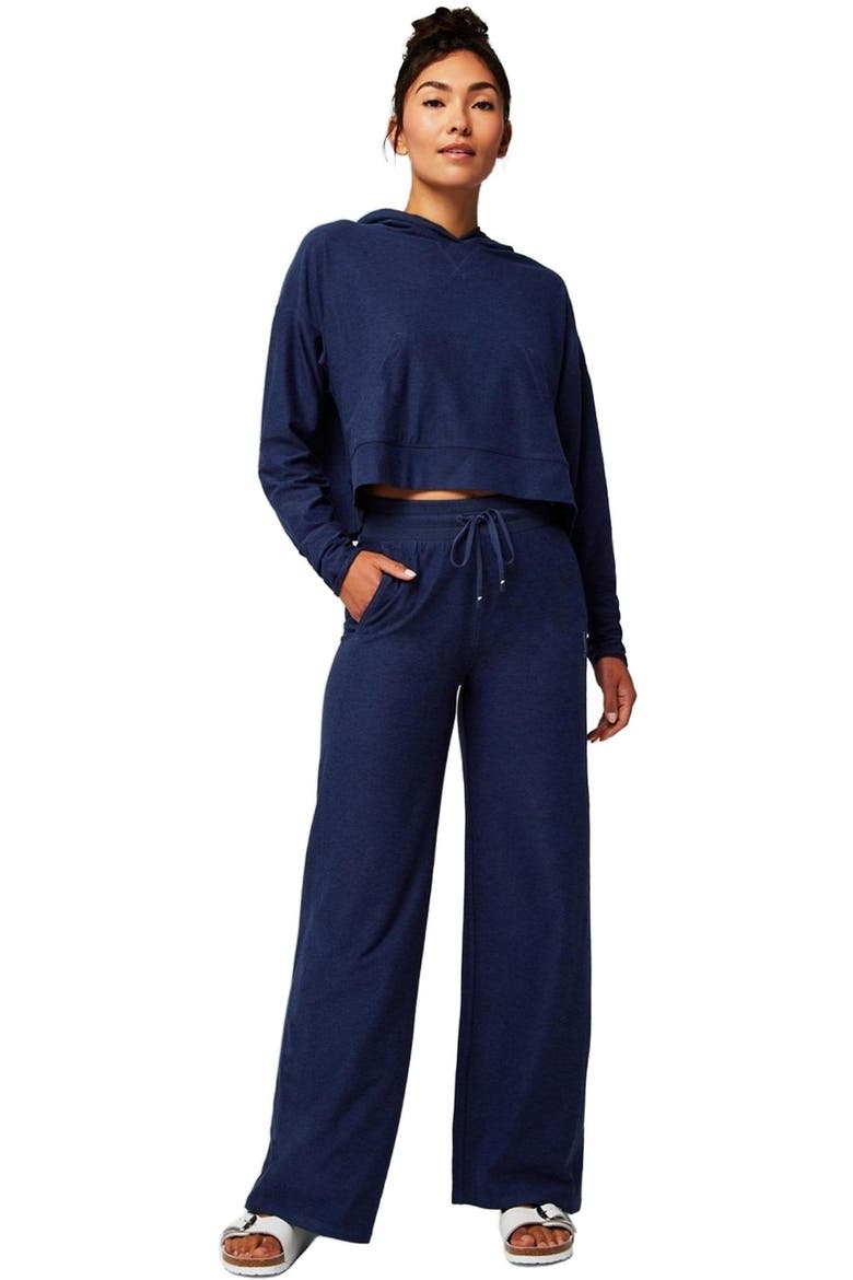 Women's Cloud Jersey Wide Leg Pant, Alternate, color, Deep Navy Heather