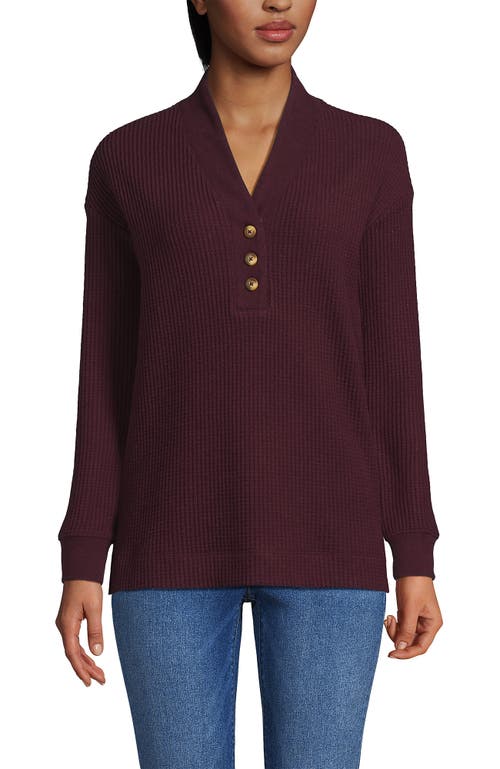 Lands' End Long Sleeve Waffle Shawl Collar Henley In Multi