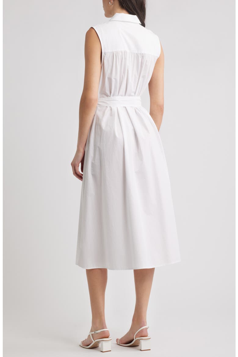 Pintuck Sleeveless Cotton Poplin Shirtdress, Alternate, color, WHITE