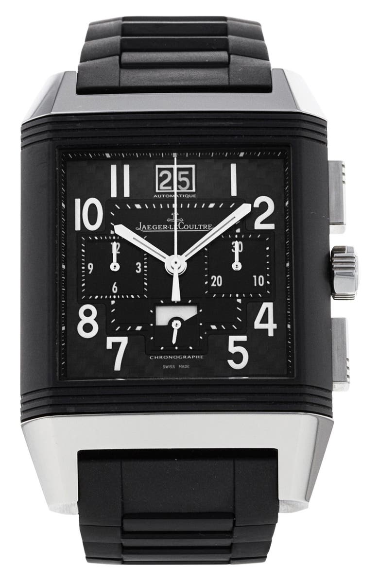 Watchfinder & Co. Jaeger-LeCoultre Preowned Reverso Squadra World Time Rubber Strap Chronograph Watch, 35mm, Main, color,
