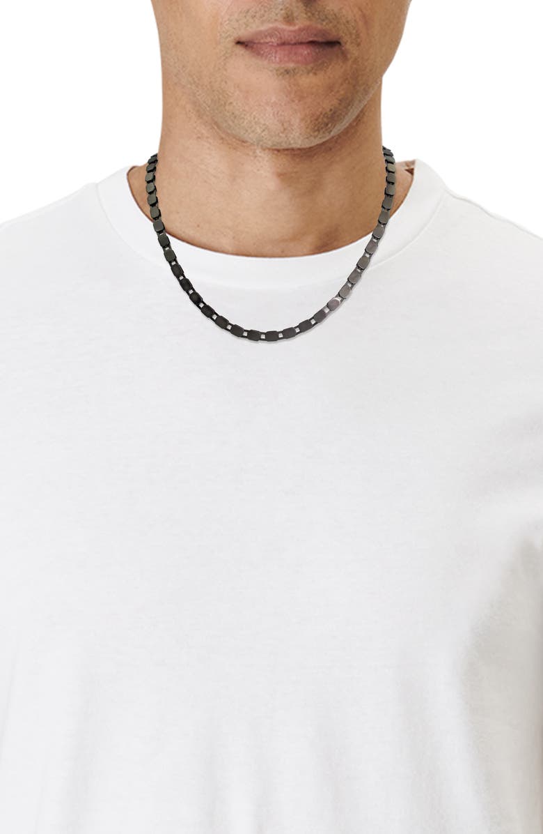 AllSaints Hex Link Collar Necklace, Alternate, color, Hematite