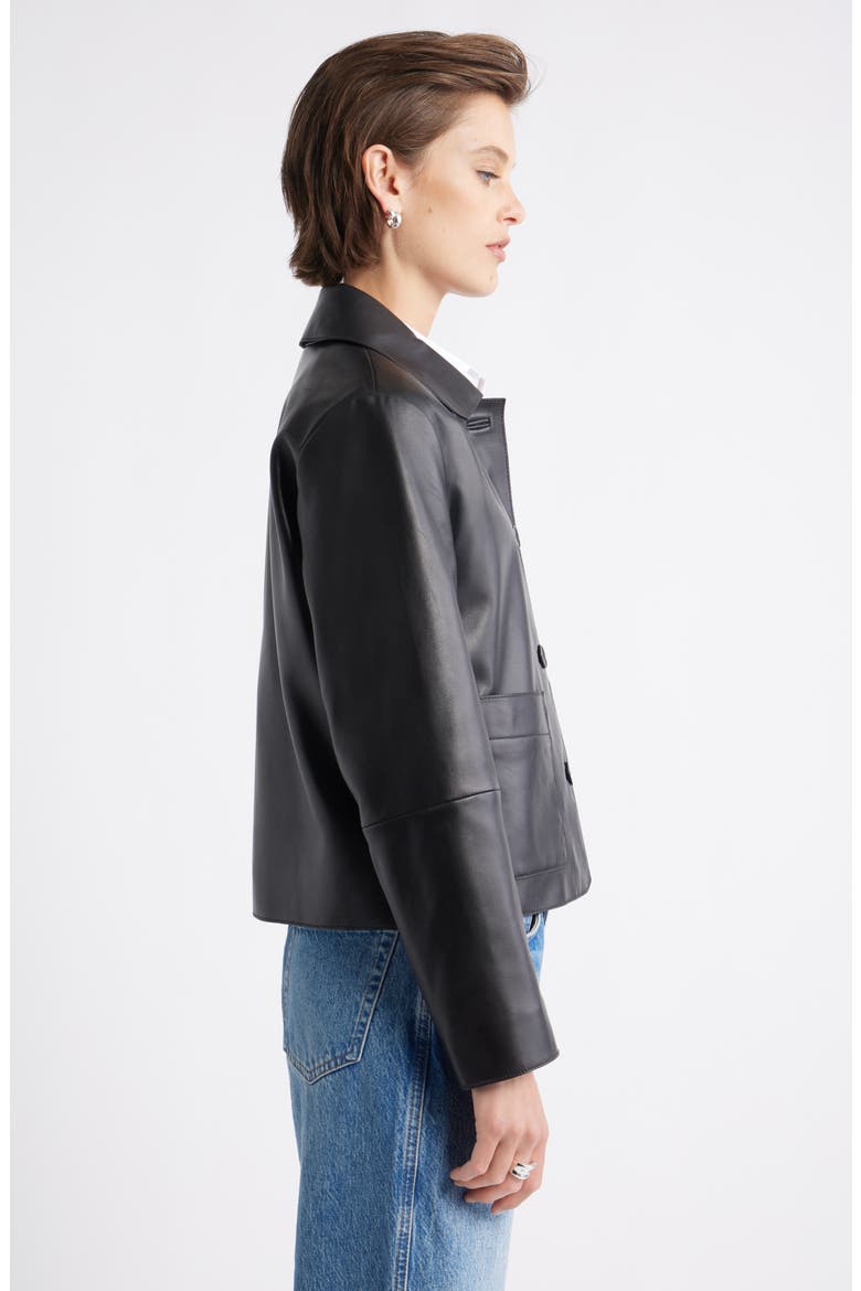 Crop Leather Jacket, Alternate, color, BLACK