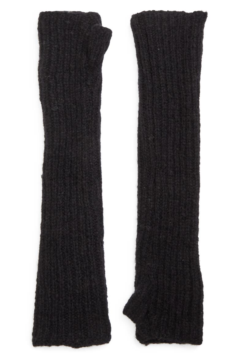 Hand Knit Fingerless Gloves, Main, color, BLACK