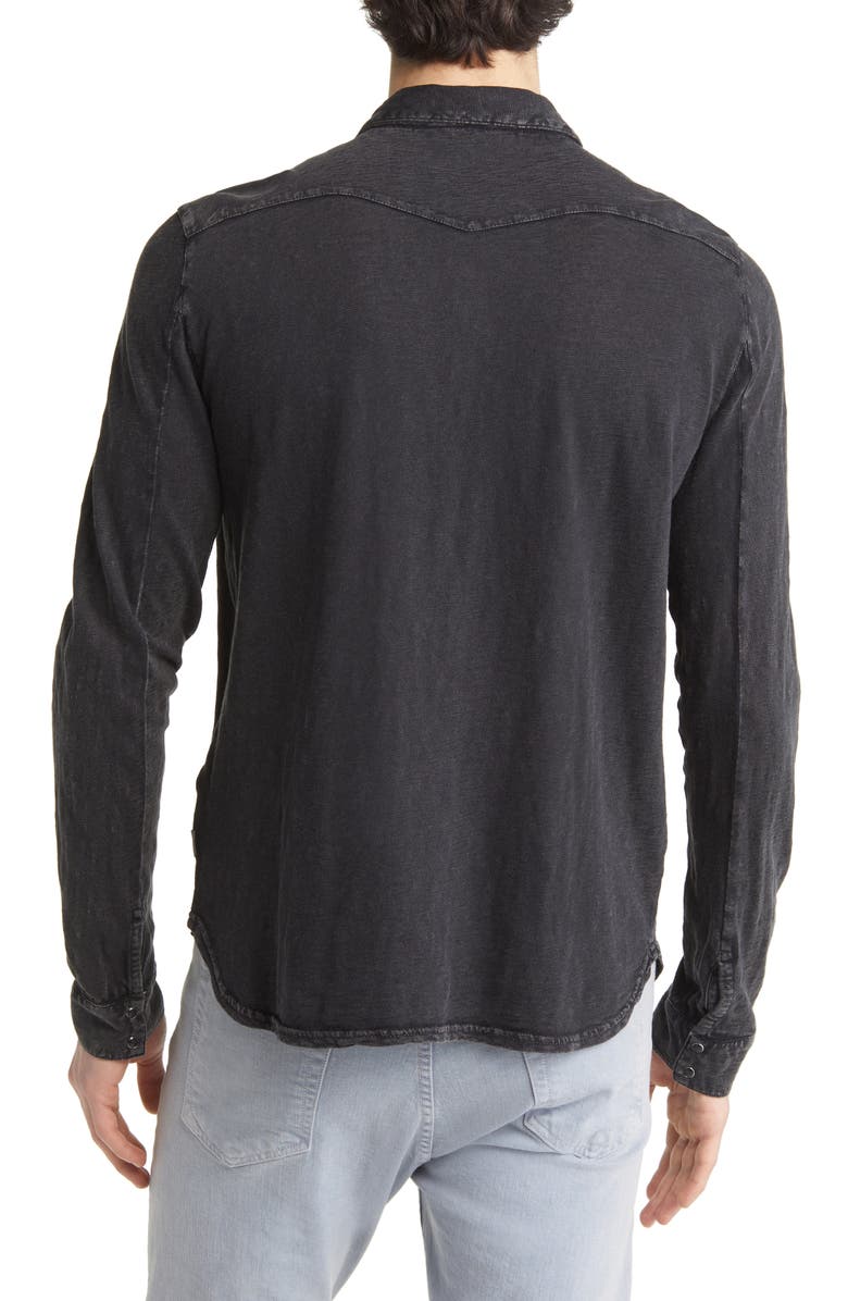 John Varvatos Arvon Cotton Snap-Up Western Shirt, Alternate, color, Mineral Blk